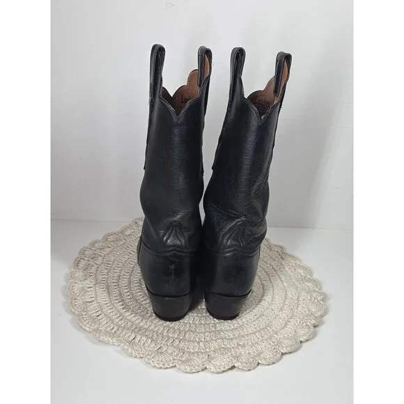Lucchese Handmade 1883 Women's 8B Black Scalloped Cowboy Boots Western Rodeo EUC - Picture 3 of 16